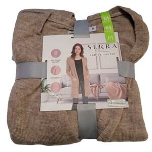 Serra Cardigan Duster WMS Medium Tan NEW Mid Thigh Length Neutral